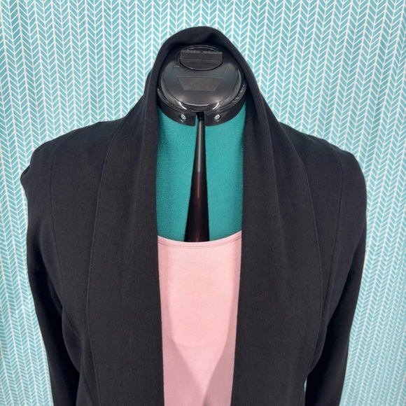 Cyrus Black Shawl Collar Long Sleeve Open Front Lightweight Cardigan, XL - Picture 3 of 15
